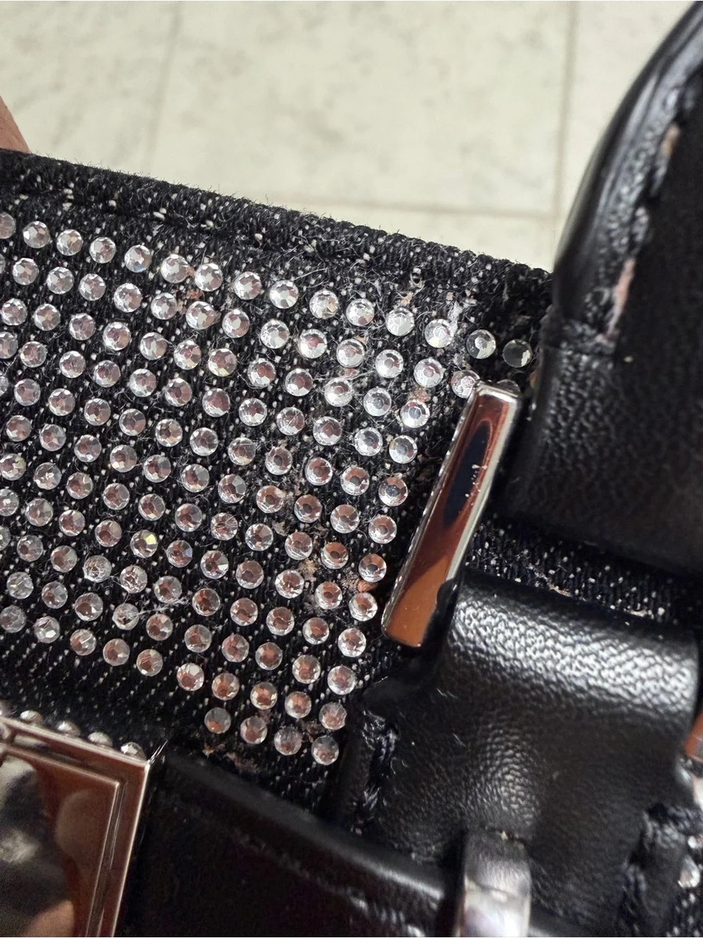 Michael Kors Black Satchel with Silver Crystal Embellishment Casual Party